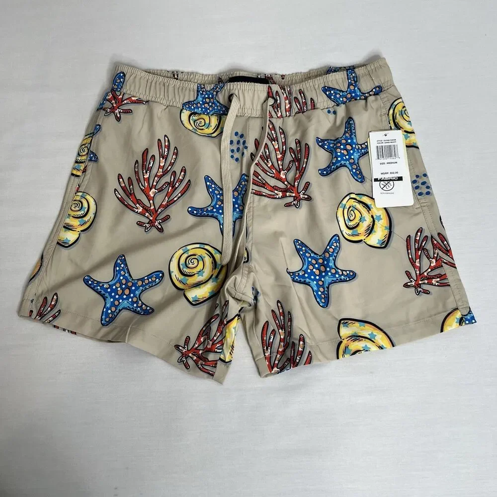 Malibu Mens Swimwear Shorts Size M Swim Trunks Drawstring Pockets Mesh Lined